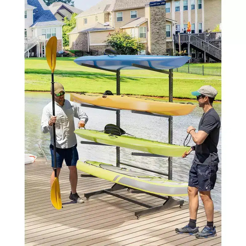 Porta Kayak Super Resistente con Ruote Bloccabili per Kayak, Canoe, Tavole da Surf e Paddleboard con Ripiani Rimovibili