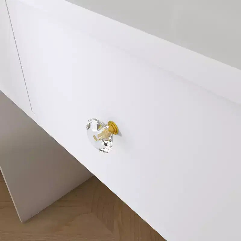 Toeletta Trucco con Specchio Illuminato, Sgabello, Presa di Corrente e Cassetti Contenitori
