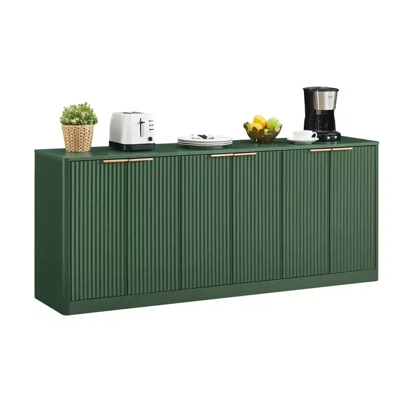 Madia moderna a onde da 67" con 6 ante e cassetti – Fusione vintage-moderna, verde