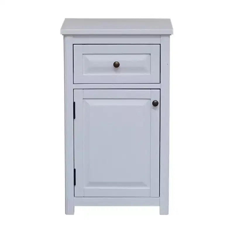 Colonna bagno con ripiani aperti, armadietto e cassetto – Legno massello