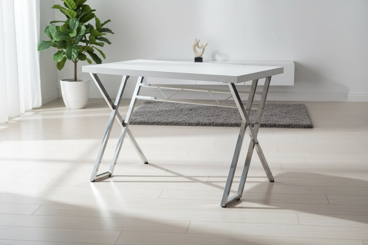 Scrivania da computer moderna per ufficio domestico – Bianca, 109 cm