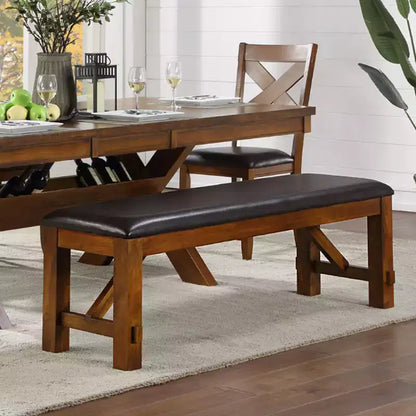 Panca da pranzo in PU da 60" – Noce ed Espresso, seduta imbottita in similpelle