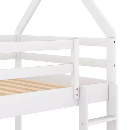 Letto a castello basso singolo su singolo a forma di casa Whisen con scaletta
