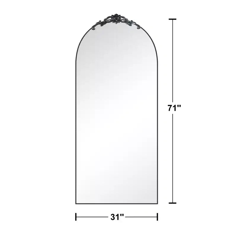 Specchio a figura intera con cornice sottile in lega di alluminio e design ad arco ad angolo retto