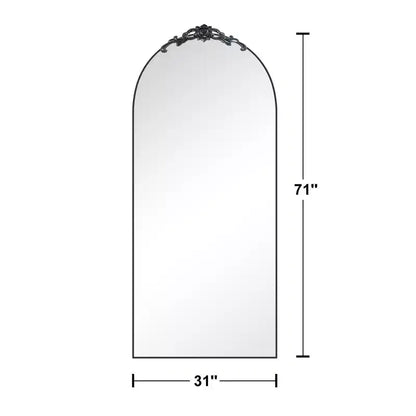 Specchio a figura intera con cornice sottile in lega di alluminio e design ad arco ad angolo retto