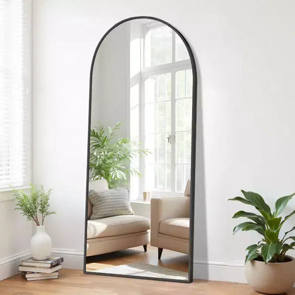 Specchio da terra a figura intera in metallo ad arco 71" x 31" – Nero, autoportante