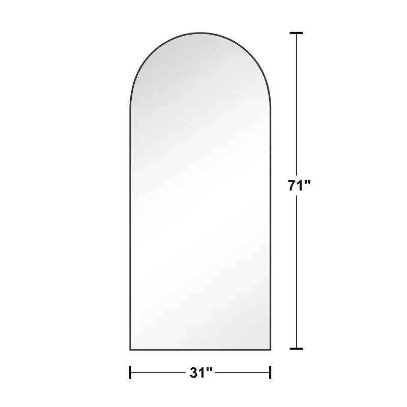 Specchio da terra a figura intera in metallo ad arco 71" x 31" – Nero, autoportante