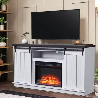 Mobile TV da 160 cm stile rustico per TV fino a 80" con ripiani aperti e armadietti