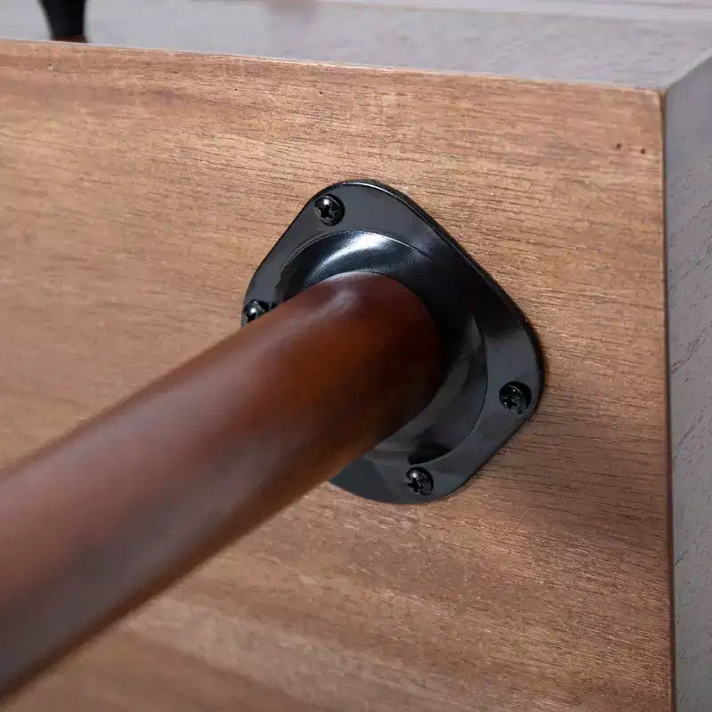 Comodino Caesar in Legno di Acacia Mid-Century Modern con 2 Cassetti – Nero e Marrone