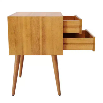 Comodino Caesar in Legno di Acacia Mid-Century Modern con 2 Cassetti – Nero e Marrone