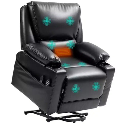 HOMCOM Power Lift Recliner Chair, Electric Heated Massage Reclining Chair with Remote, Side Pockets, Pocket Spring