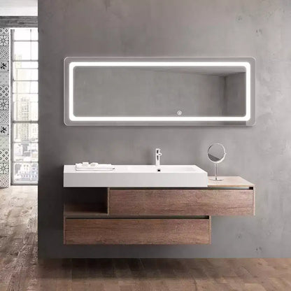 Specchio a LED a figura intera moderno 40x160cm con angoli arrotondati – Bianco, senza cornice