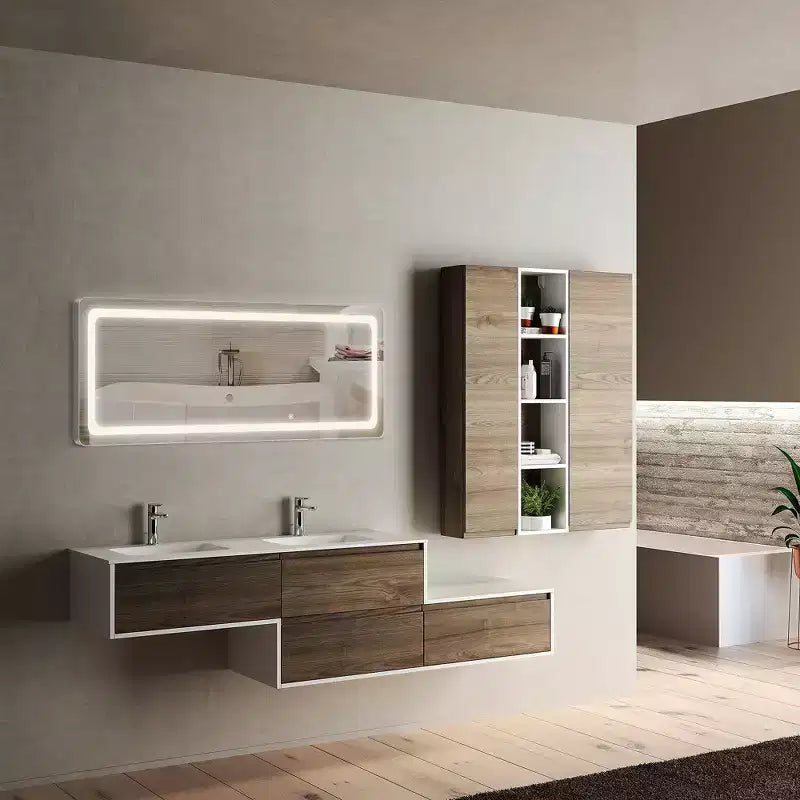 Specchio a LED a figura intera moderno 40x160cm con angoli arrotondati – Bianco, senza cornice
