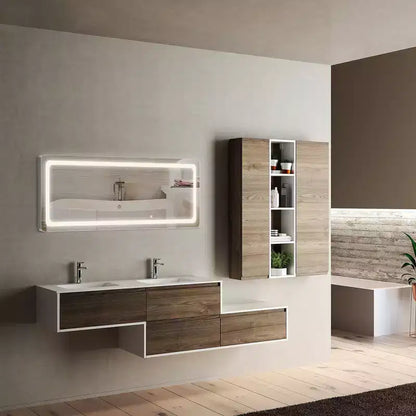 Specchio a LED a figura intera moderno 40x160cm con angoli arrotondati – Bianco, senza cornice