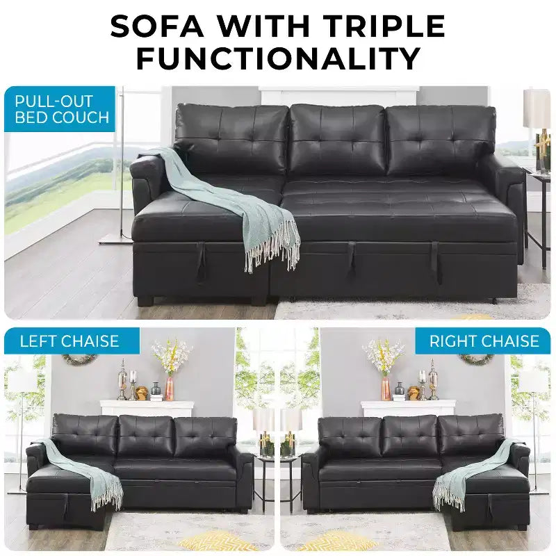 Divano componibile reversibile con letto e chaise longue contenitore – Divano a L convertibile