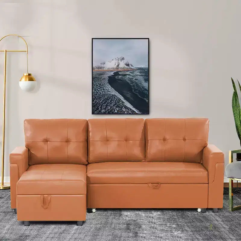 Divano componibile reversibile con letto e chaise longue contenitore – Divano a L convertibile