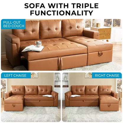 Divano componibile reversibile con letto e chaise longue contenitore – Divano a L convertibile