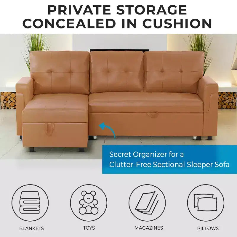 Divano componibile reversibile con letto e chaise longue contenitore – Divano a L convertibile