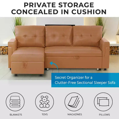 Divano componibile reversibile con letto e chaise longue contenitore – Divano a L convertibile