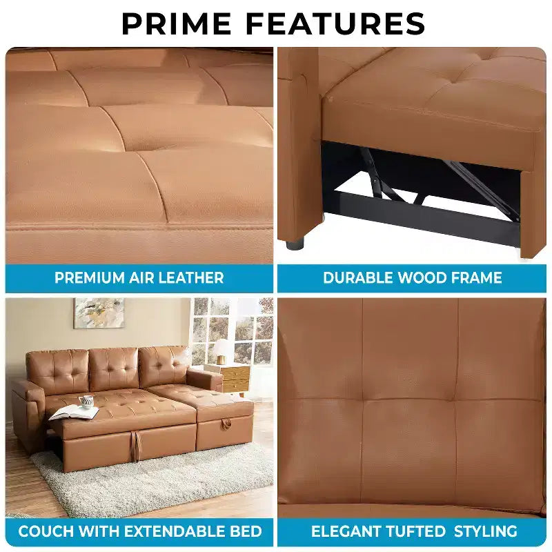 Divano componibile reversibile con letto e chaise longue contenitore – Divano a L convertibile