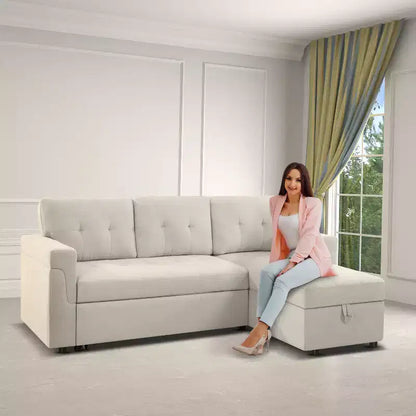 Divano componibile reversibile con letto e chaise longue contenitore – Divano a L convertibile