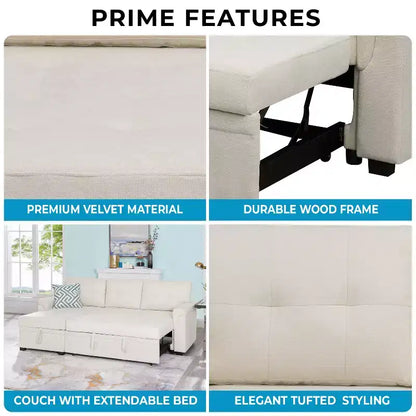 Divano componibile reversibile con letto e chaise longue contenitore – Divano a L convertibile