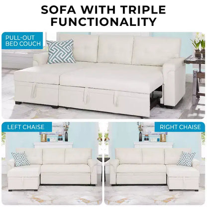 Divano componibile reversibile con letto e chaise longue contenitore – Divano a L convertibile