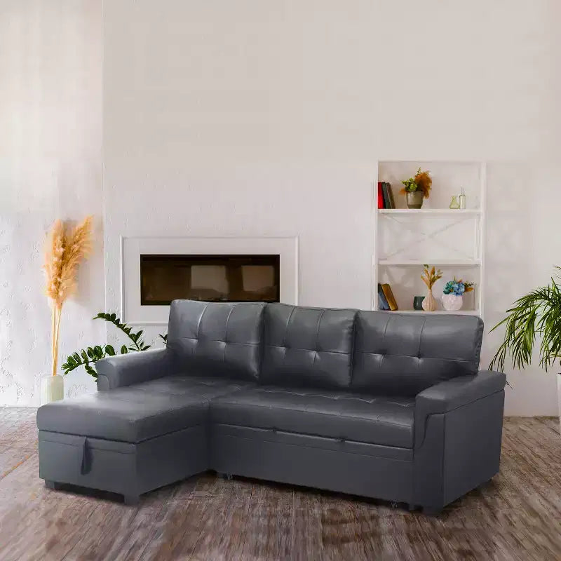 Divano componibile reversibile con letto e chaise longue contenitore – Divano a L convertibile