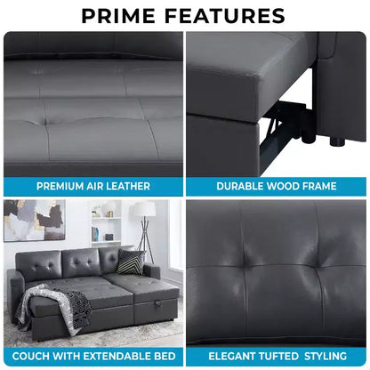 Divano componibile reversibile con letto e chaise longue contenitore – Divano a L convertibile