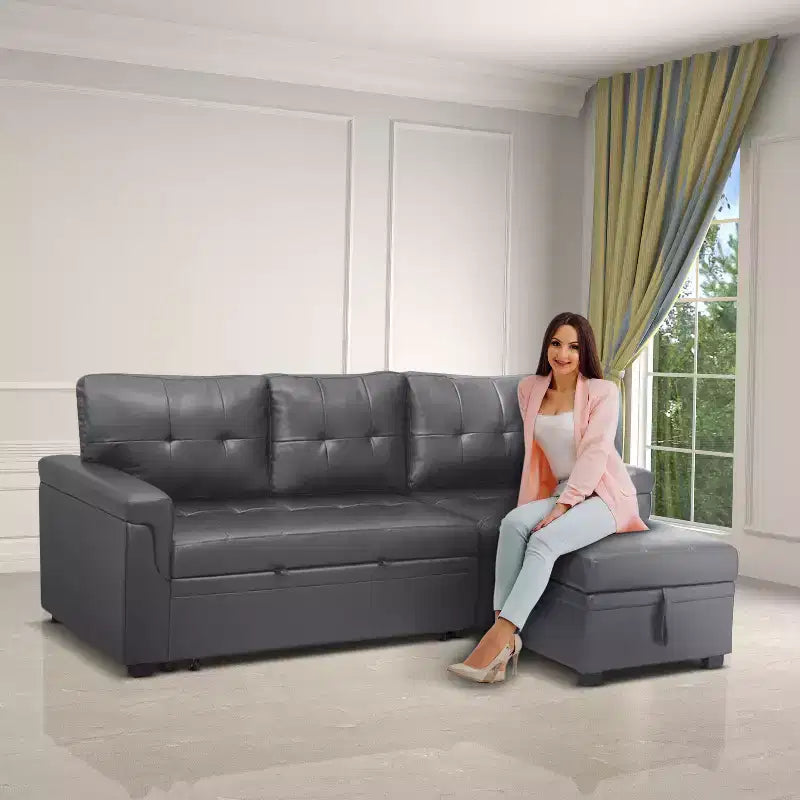 Divano componibile reversibile con letto e chaise longue contenitore – Divano a L convertibile