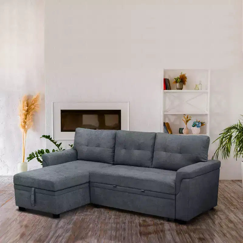 Divano componibile reversibile con letto e chaise longue contenitore – Divano a L convertibile