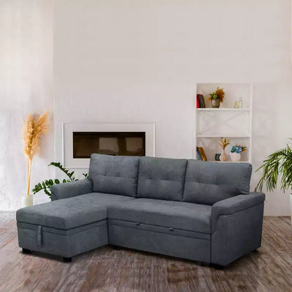 Divano componibile reversibile con letto e chaise longue contenitore – Divano a L convertibile