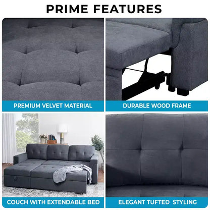 Divano componibile reversibile con letto e chaise longue contenitore – Divano a L convertibile