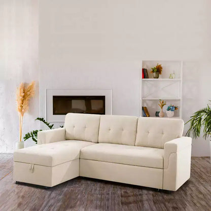 Divano componibile reversibile con letto e chaise longue contenitore – Divano a L convertibile