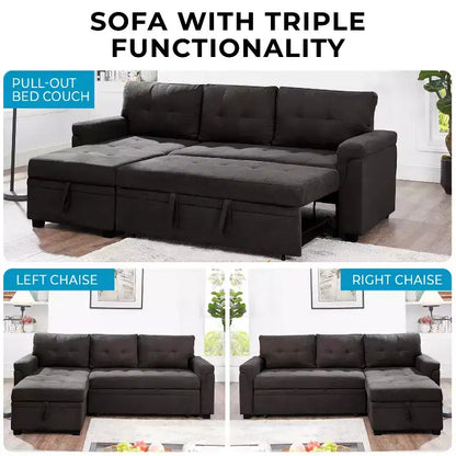Divano componibile reversibile con letto e chaise longue contenitore – Divano a L convertibile