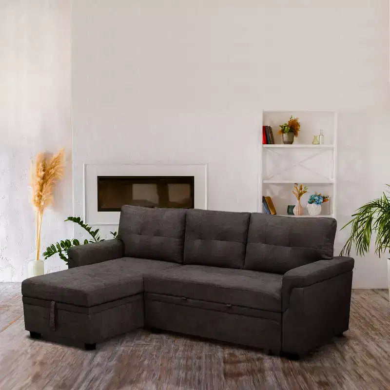 Divano componibile reversibile con letto e chaise longue contenitore – Divano a L convertibile