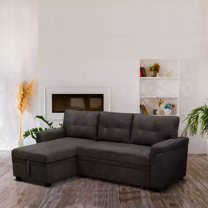 Divano componibile reversibile con letto e chaise longue contenitore – Divano a L convertibile