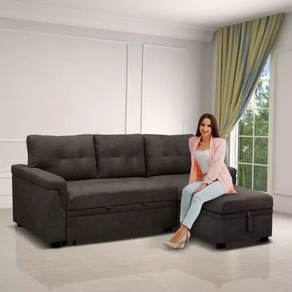 Divano componibile reversibile con letto e chaise longue contenitore – Divano a L convertibile