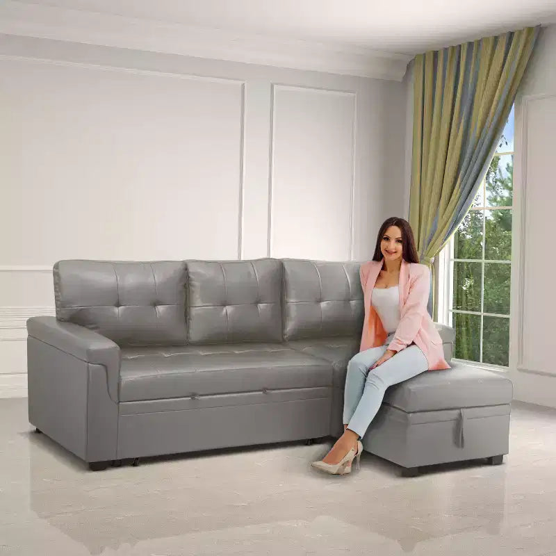 Divano componibile reversibile con letto e chaise longue contenitore – Divano a L convertibile