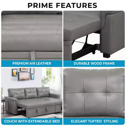 Divano componibile reversibile con letto e chaise longue contenitore – Divano a L convertibile