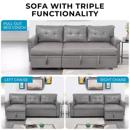 Divano componibile reversibile con letto e chaise longue contenitore – Divano a L convertibile