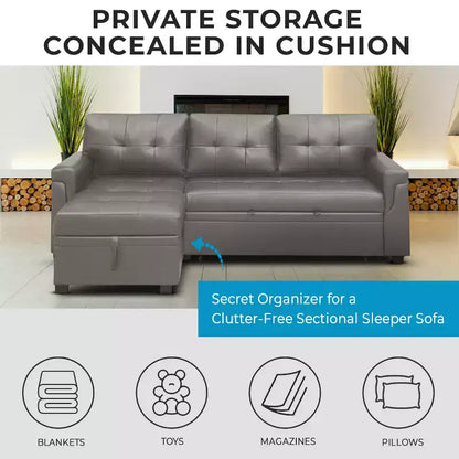 Divano componibile reversibile con letto e chaise longue contenitore – Divano a L convertibile