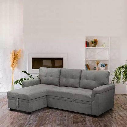 Divano componibile reversibile con letto e chaise longue contenitore – Divano a L convertibile