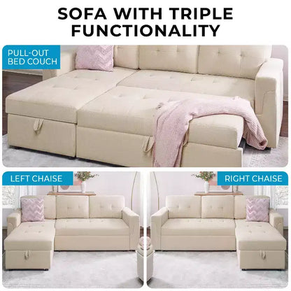Divano componibile reversibile con letto e chaise longue contenitore – Divano a L convertibile