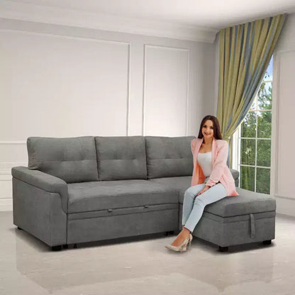 Divano componibile reversibile con letto e chaise longue contenitore – Divano a L convertibile