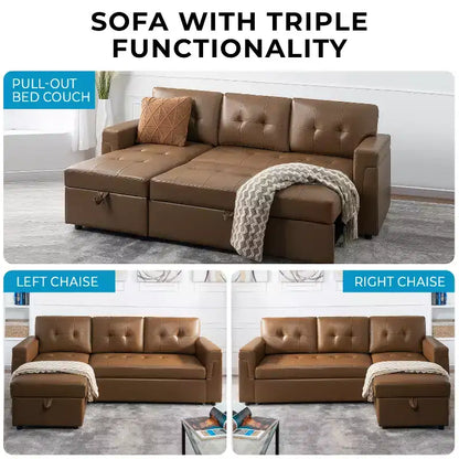 Divano componibile reversibile con letto e chaise longue contenitore – Divano a L convertibile