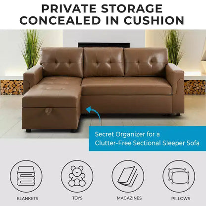Divano componibile reversibile con letto e chaise longue contenitore – Divano a L convertibile