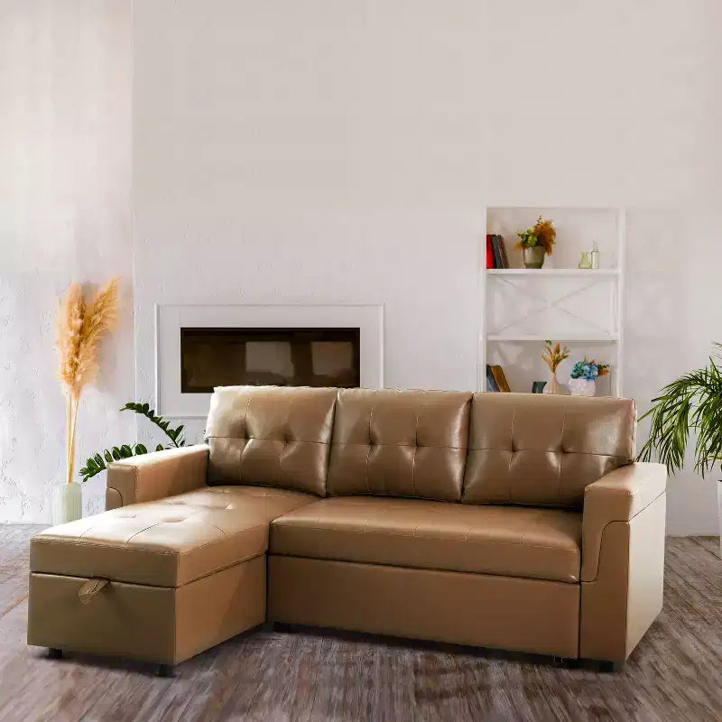 Divano componibile reversibile con letto e chaise longue contenitore – Divano a L convertibile