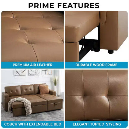 Divano componibile reversibile con letto e chaise longue contenitore – Divano a L convertibile