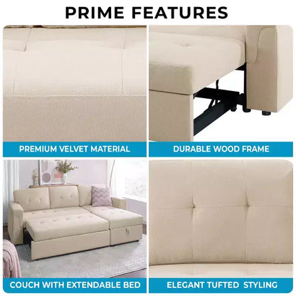 Divano componibile reversibile con letto e chaise longue contenitore – Divano a L convertibile